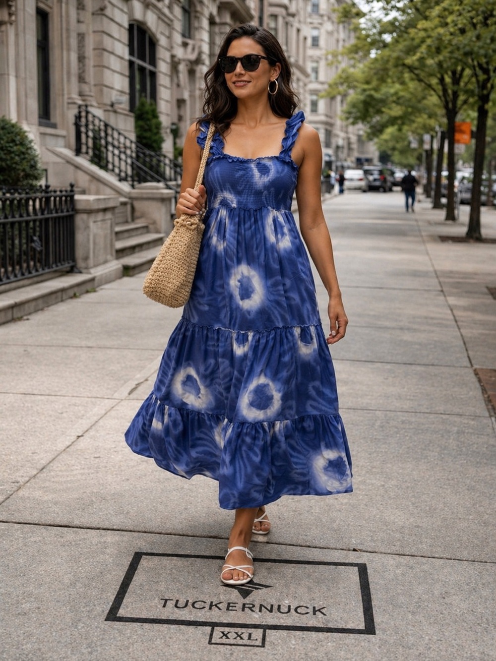 Tuckernuck Blue and White Midi Dress